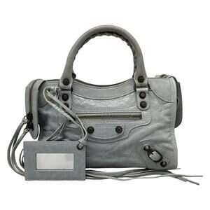 BALENCIAGA City Handbag Blue Leather